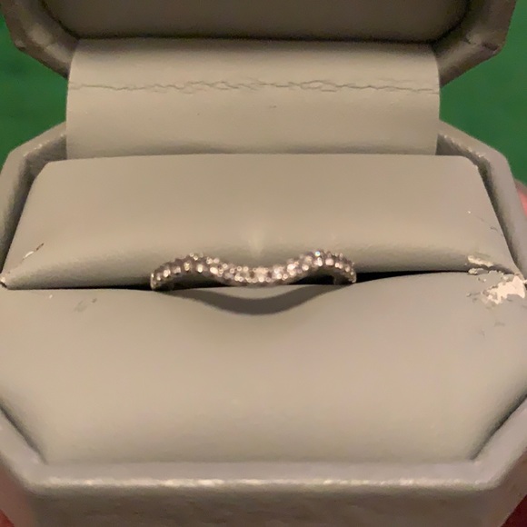 14K White Gold & Diamond Contoured Wedding Band - Picture 2 of 10